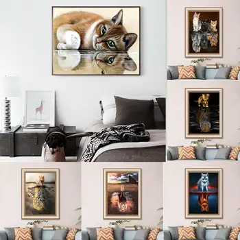 

2020 Diamond Painting Photos 5D Dirll Embroidery Paintings Rhinestone Pasted DIY Animal Cat Parents Girl Gift Hot Sell D