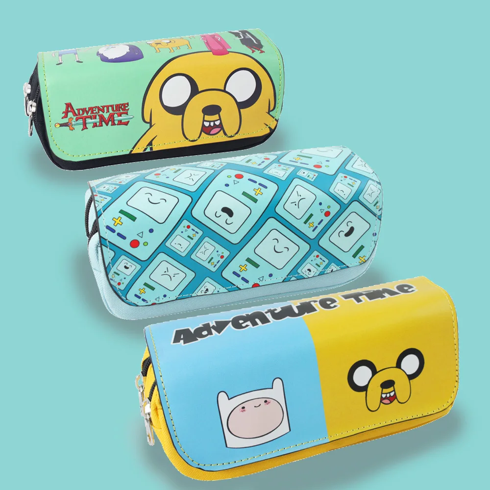 

Adventure Time PenBox Game Animation Jack Finn BMO Large Capacity Double Zipper KSchool Bags Kids Boys and Girls