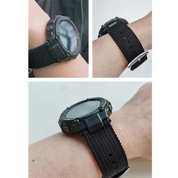 

Canvas Nylon Watchband for Xiaomi Amazfit T-Rex Smartwatch Watch Strap Stainless Steel Buckle with Tool