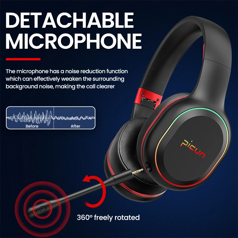 Новые Picun P80S, мобильные Игровые наушники, игровая bluetooth-гарнитура, вибрация, геймер, беспроводные съемные наушники с микрофоном