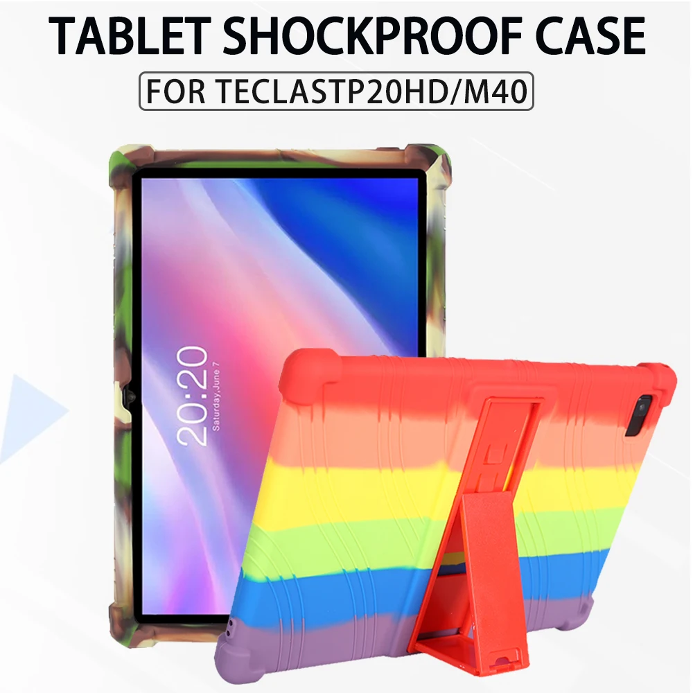 

SZOXBY For Teclast Tablet Case P20HD M40 Safe Shockproof Silicone Cover P20 Tablet Protective Sleeve Adjustable Stand