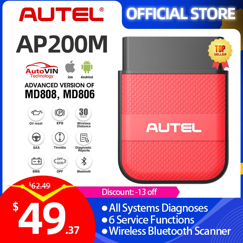 Autel AP200M Bluetooth obd2 сканер считыватель кодов полная система диагностический