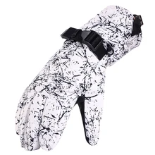 1Pair Waterproof Windproof Daily Sportswear Breathable Cycling Printed Non Slip Anti Cold Women Skiing Gloves Winter Warm Hiking