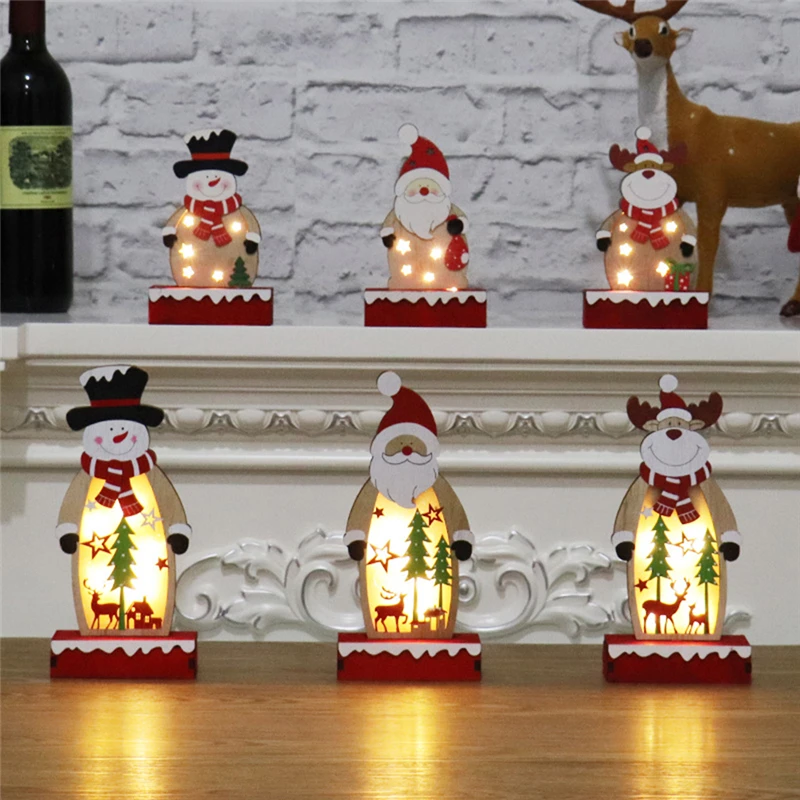 Christmas Decorations For Home Xmas Decorations Ornaments Glowing Wooden Painted Old Man Ornaments Navidad Christmas Decor
