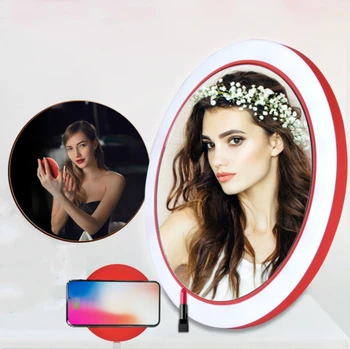

Portable LED Makeup Mirror Mini Circular Travel Adjustable Lighted Sensing Lighting Cosmetic Mirror Woman Wireless USB Charging