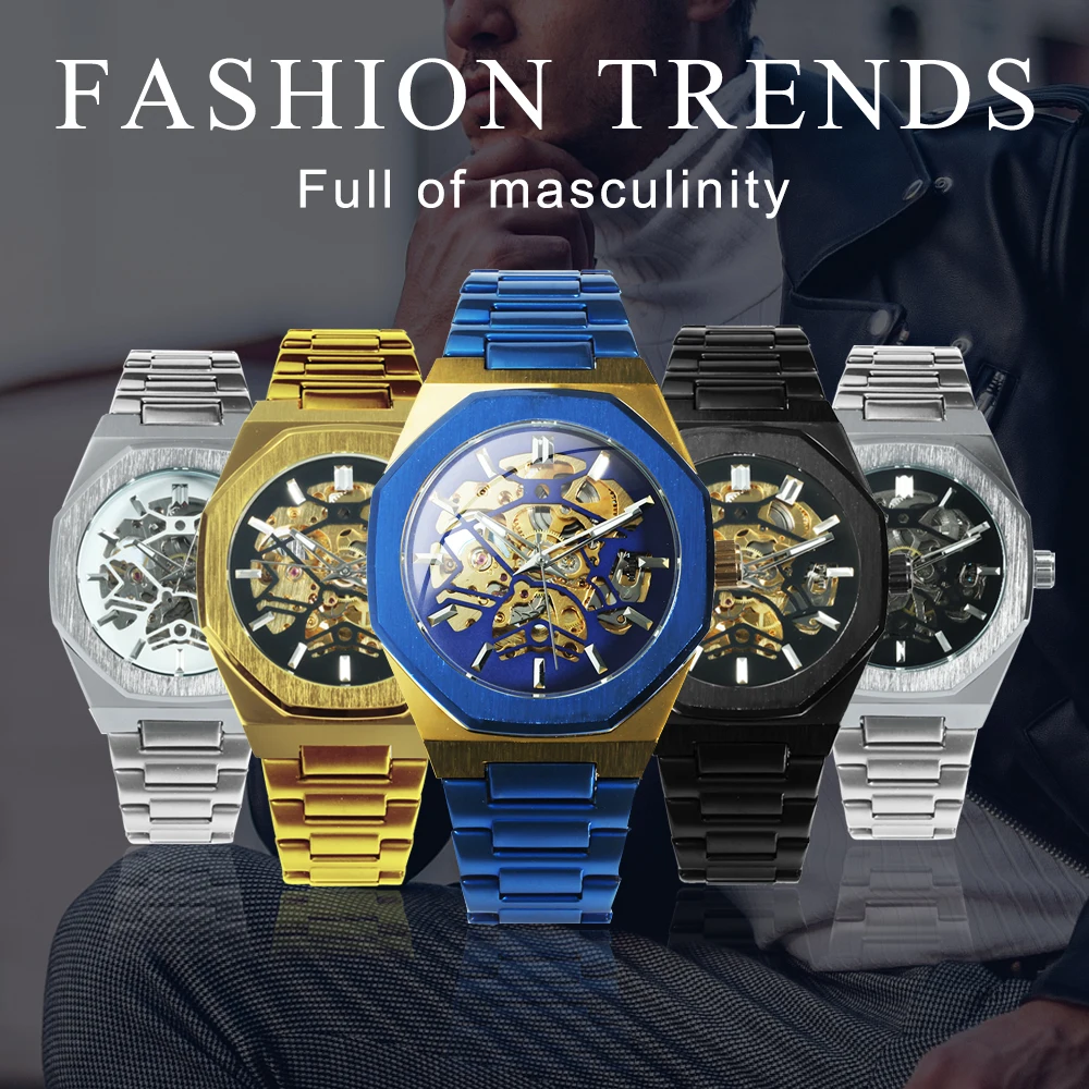WINNER официальный бренд военные автоматические часы для мужчин лучший бренд класса люкс Скелет Механические наручные часы из нержавеющей стали ремешок