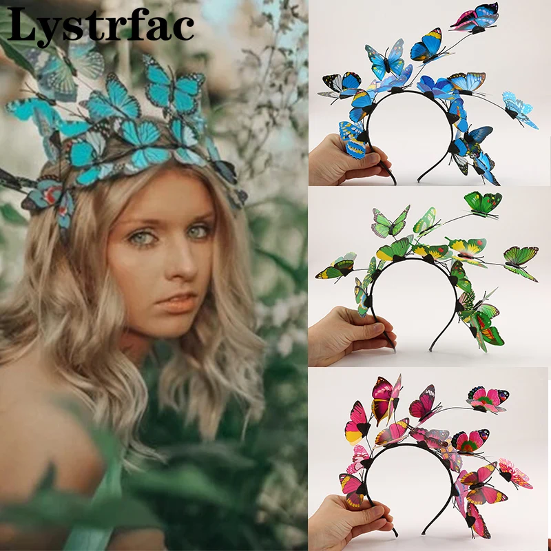 Lystrfac Fashion Butterfly Decor Hairband For Women Girls Hair Hoop Headband Ladies Bridal Bezel Wedding Hair Accessories 10pcs set colorful star hairclip for baby kids ladies glitter metal snap bbclip hairpin headwear hairgrip girls hair accessories