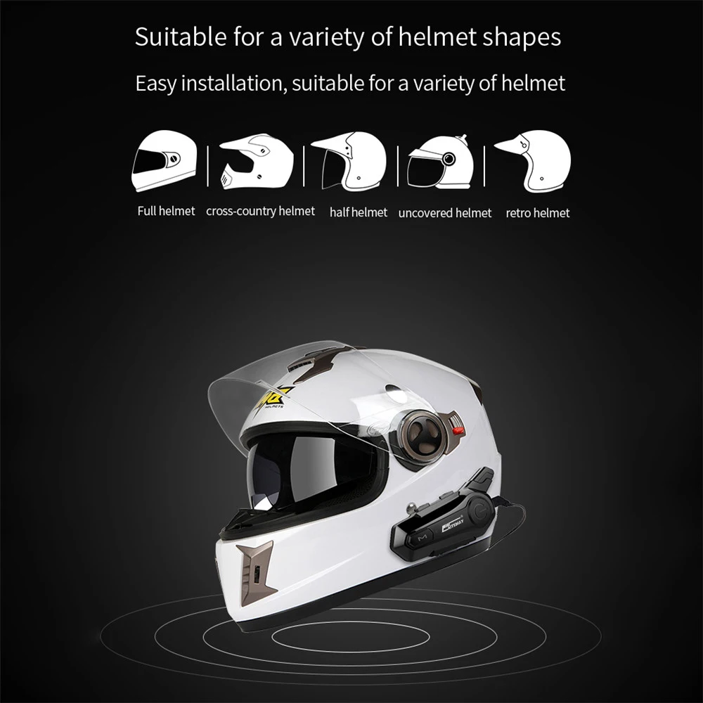 Interfono per casco moto Bluetooth 5.0 2 sedili anteriori e posteriori 50M  cuffie interfoniche impermeabili con accoppiamento universale|Helmet  Headsets| - AliExpress