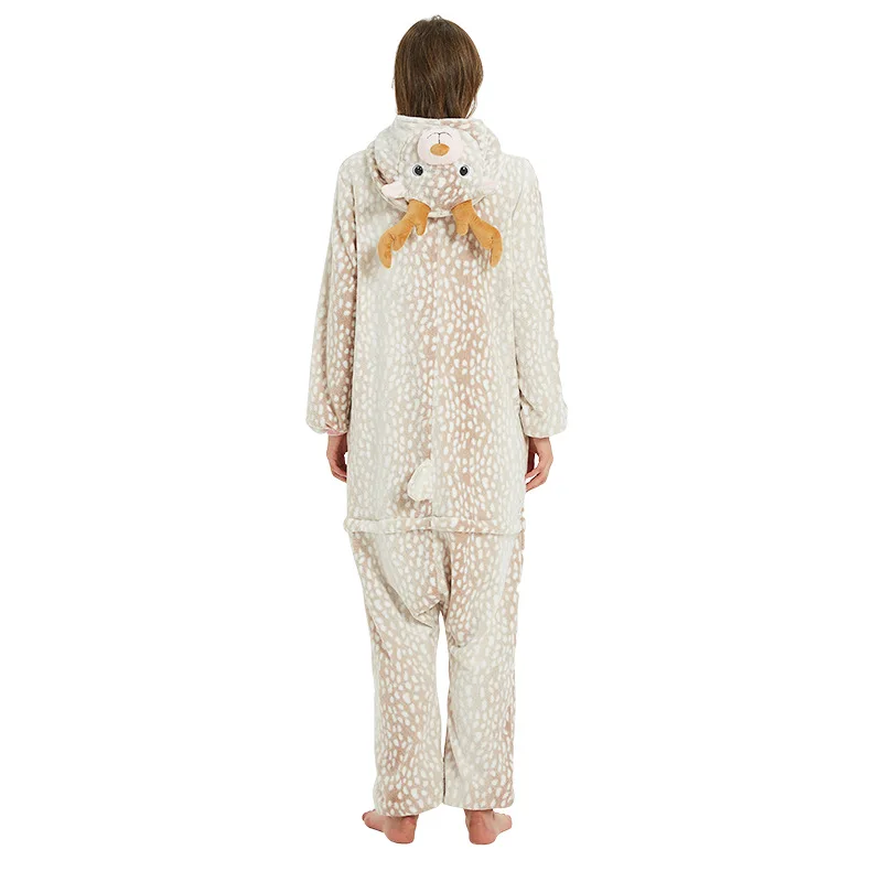 Рождественская Пижама с оленем, комбинезон, одежда для сна, зимняя Пижама с единорогом для взрослых, кегуруми, пижама в стиле аниме, Женский фланелевый комбинезон с единорогом