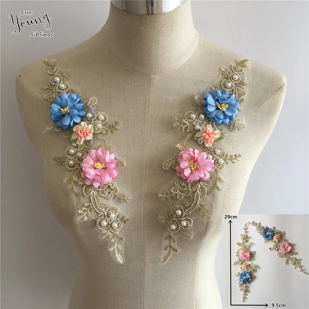 

New arrive Embroidery Sewing Applique 3D flower Lace collar ABS pearl DIY Lace Fabric Neckline Dresses Accessories Scrapbooking