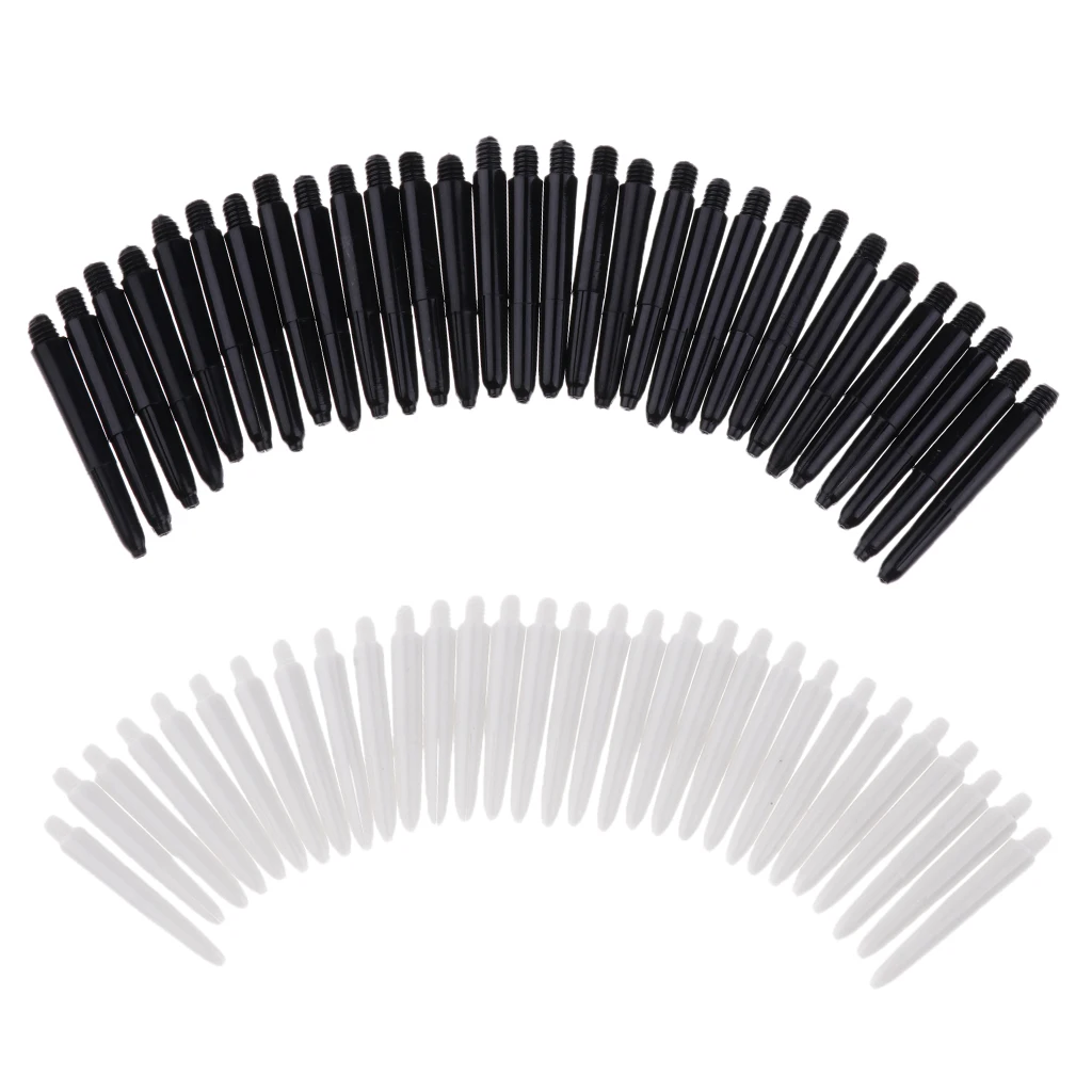 60 Pieces 35mm 2BA Thread Plastic Dart Stems Shafts Soft Tip Darts White & Black