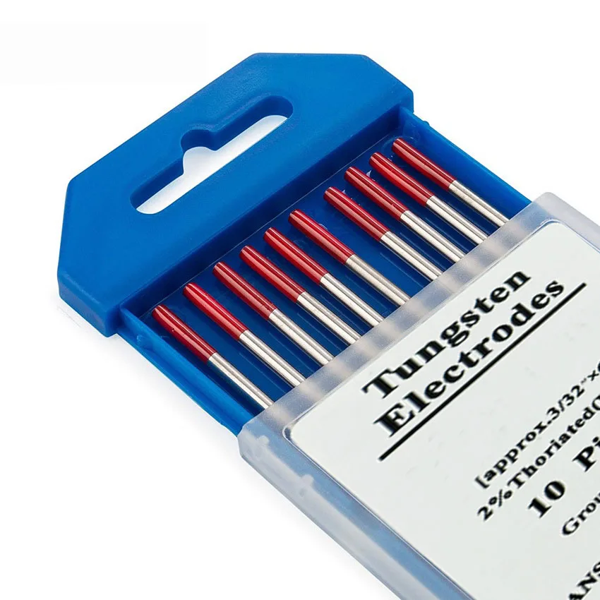 Electrodo de tungsteno para soldadura, punta roja Industrial 2%, 175mm, 150mm, WT20, 10 Uds.
