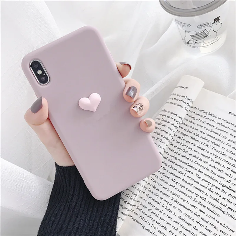 3D милые конфеты lovely heart ожерелье с силиконовый чехол для iPhone X XR XS MAX 6S 7 8 Plus чехол для samsung S8 S9 S10 Lite/E Примечание - Цвет: A