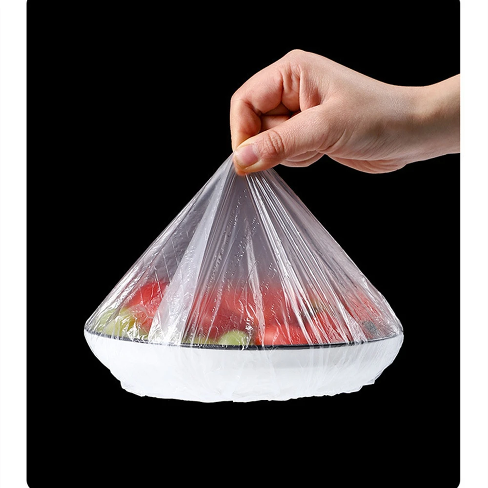 Disposable Food Cover Saran Wrap Plastic Bag Food Grade Fruit Vegetable Storage Bag Elastic Plastic Kitchen Fresh Keeping