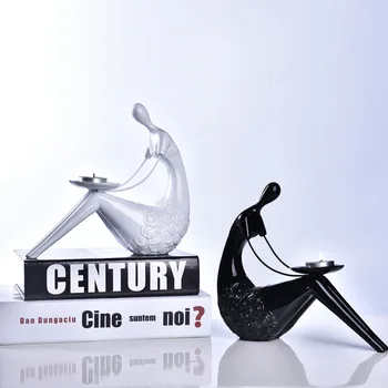 

Europe Abstract Sitting Man Statue Resin Bookend Candlestick Ornament Home Decoration Candle Holder Figurines Desktop Crafts