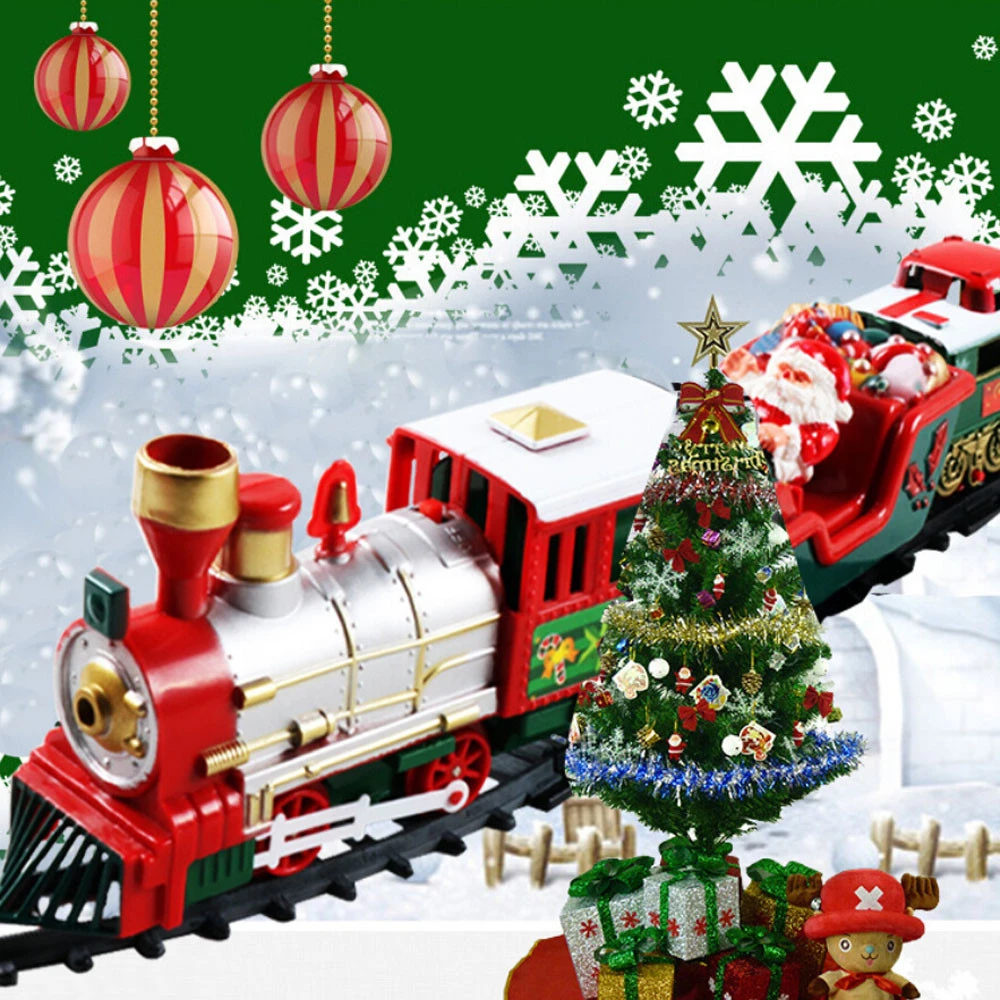 Wenjuan Classic Train Set Toy with Lights and Sounds Christmas Train Set Railway Tracks Battery Operated Toys Xmas Locomotive Train Gift for Kids Boys & Girls
