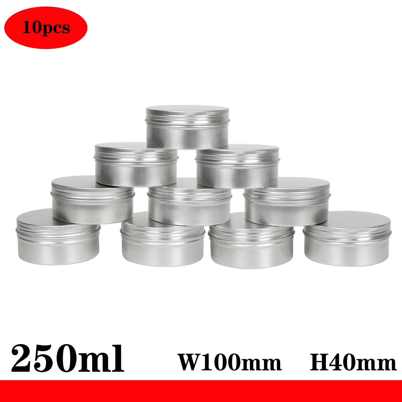 

Silver Aluminum Tin Can with Round Thread 250ml Metal Jar Elegant Candy Candle Refillable Aluminum Box Containers 8.5oz