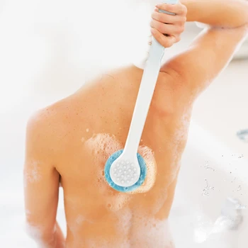 

Silicone Rotating Bath Brush Long Handle Soft Massage Body Shower Scrubber Exfoliation Brush Spong Bathroom Accessories