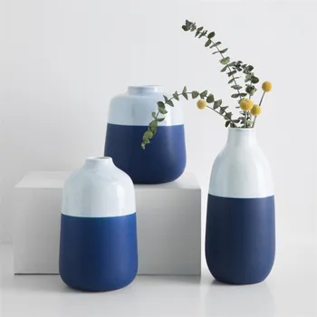 

Nordic Creative Simple Modern Multicolor Ceramic Flower Vase White Blue Porcelain Flower Vase Home Decor Hydroponics Container