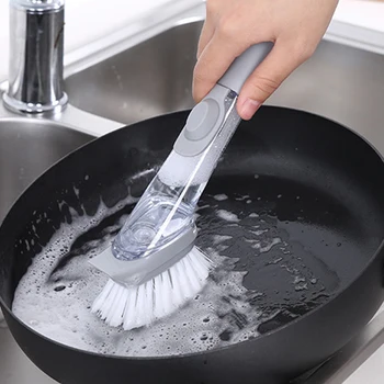 

Cleaning Brush Kitchen Tools Long Handle Removable 2 in 1 Plastic Hand Dishwashing Set Household