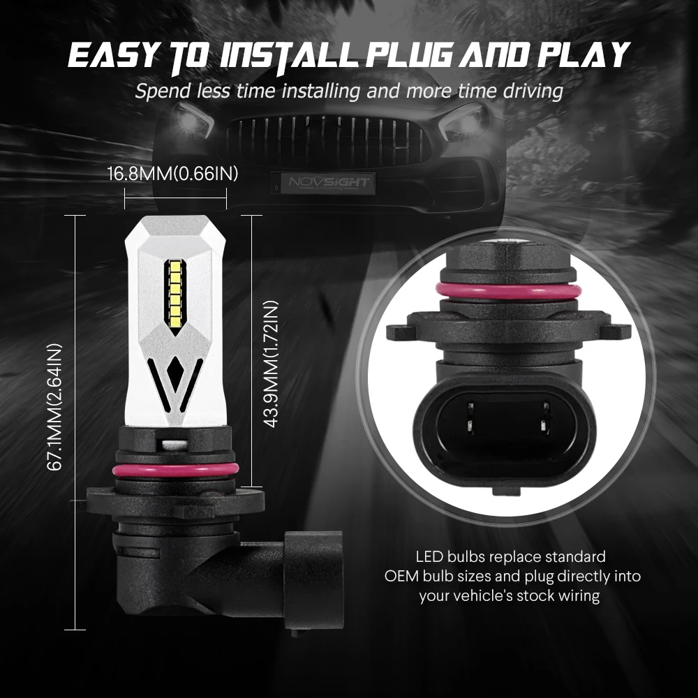 Novsight 2 шт. H7/H11/9005/9006 80 Вт Автомобильный светодиодный противотуманный фонарь сменный комплект для дальнего света