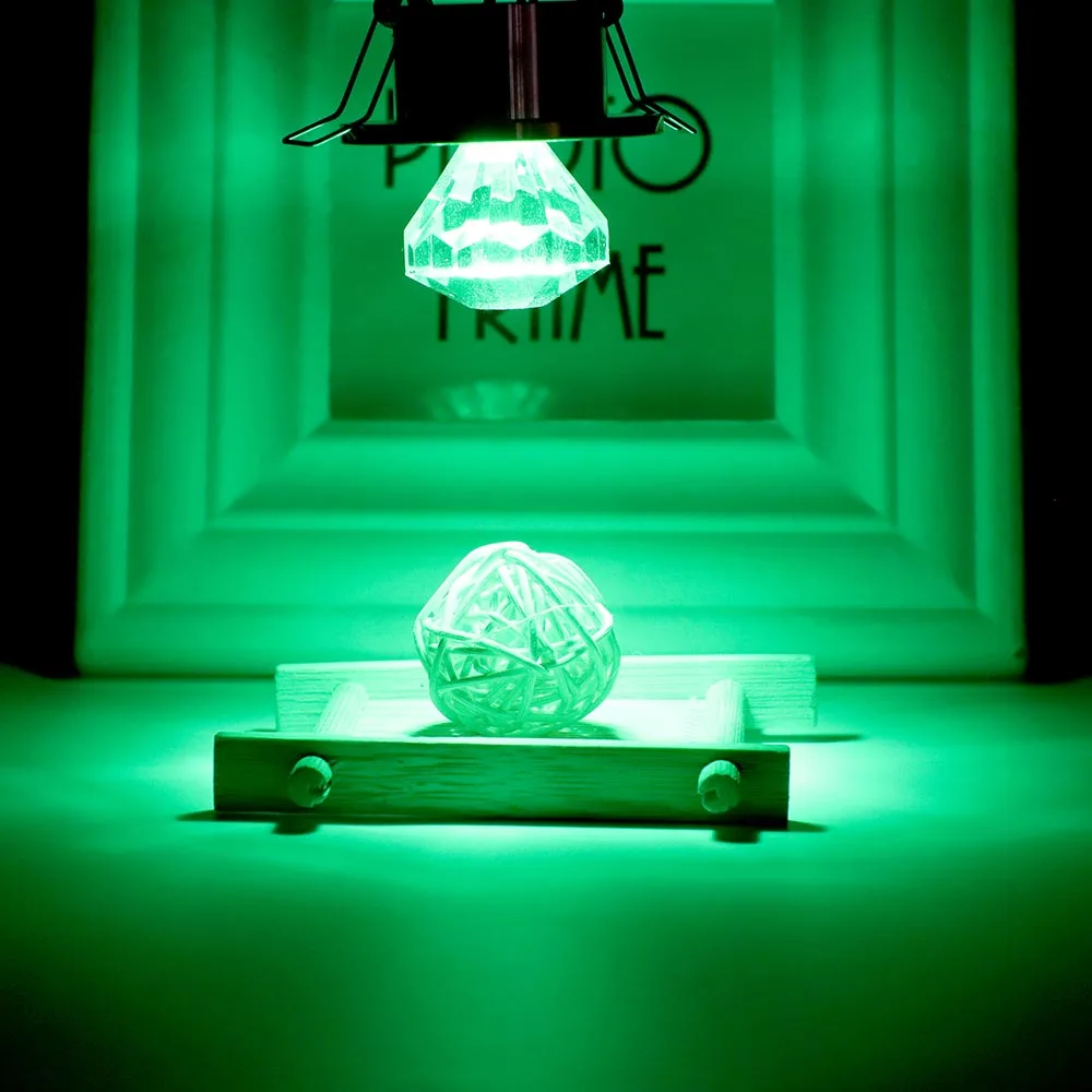 1 Вт 3 Вт Мини Светодиодный точечный светильник, светильник для шкафа, AC85-265V, Алмазный потолочный светильник, украшение интерьера, 8 цветов на выбор, JQ - Испускаемый цвет: Green