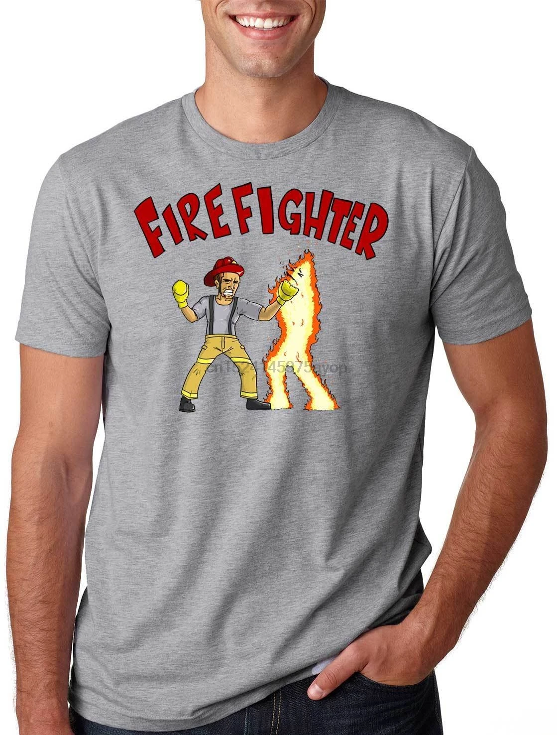 Funny Firefighter Tee Shirt Fire Fighter Gift for Summer Short Sleeves Cotton Fashiont |