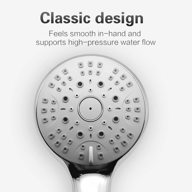New 5 modes ABS plastic Bathroom shower head big panel round Chrome rain head Water saver Classic design G1/2 rain shower head