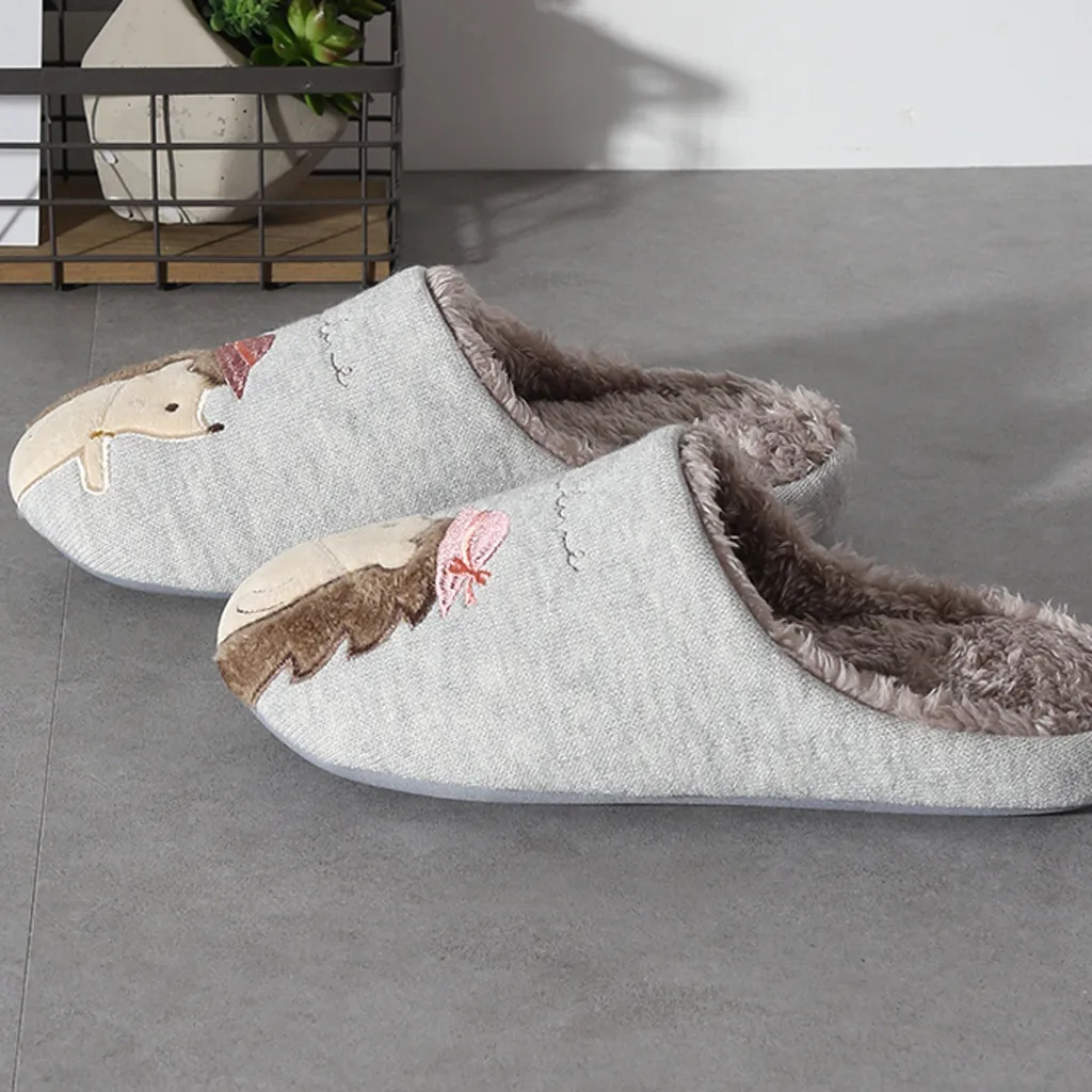 

New Warm Cute Autumn Winter Woman Slippers Home Wear Sandals Woman Flats Plus Size Comfortable Platform Woman Shoes 7.25