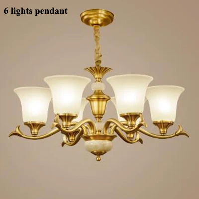 6 lights pendant Современные Lustre медные светодиодные люстры освещение для гостиной, стеклянная люстра со светодиодами для столовой подвесные светильники - Цвет абажура: 6 lights pendant