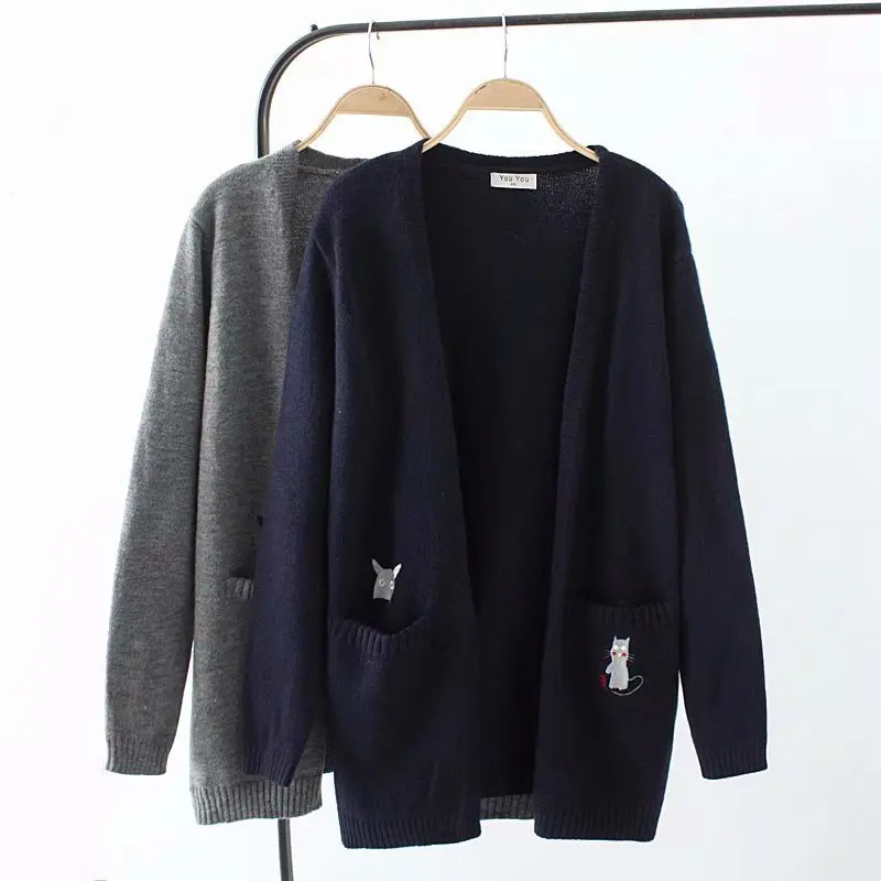 

Plus size Bags of knitted wool Women's vests autumn grey Women's sweater Women's knitwear