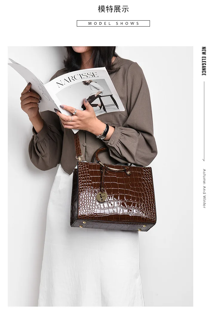 Alligator Pattern Women Handbag Purse New Fashion PU Totes Simple Large Capacity Cross Body Bag Lady Shoulder Messenger Bag