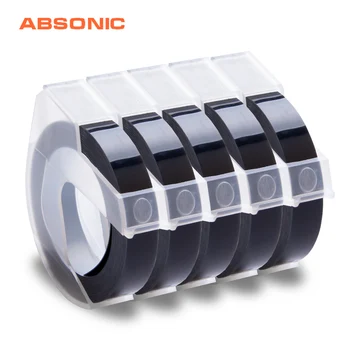 

Absonic 5PCS 9mm Balack for Dymo Embossing Type Label Maker Compatible for Dymo 1610 1880 12965 Motex E101 Manual Label Printers
