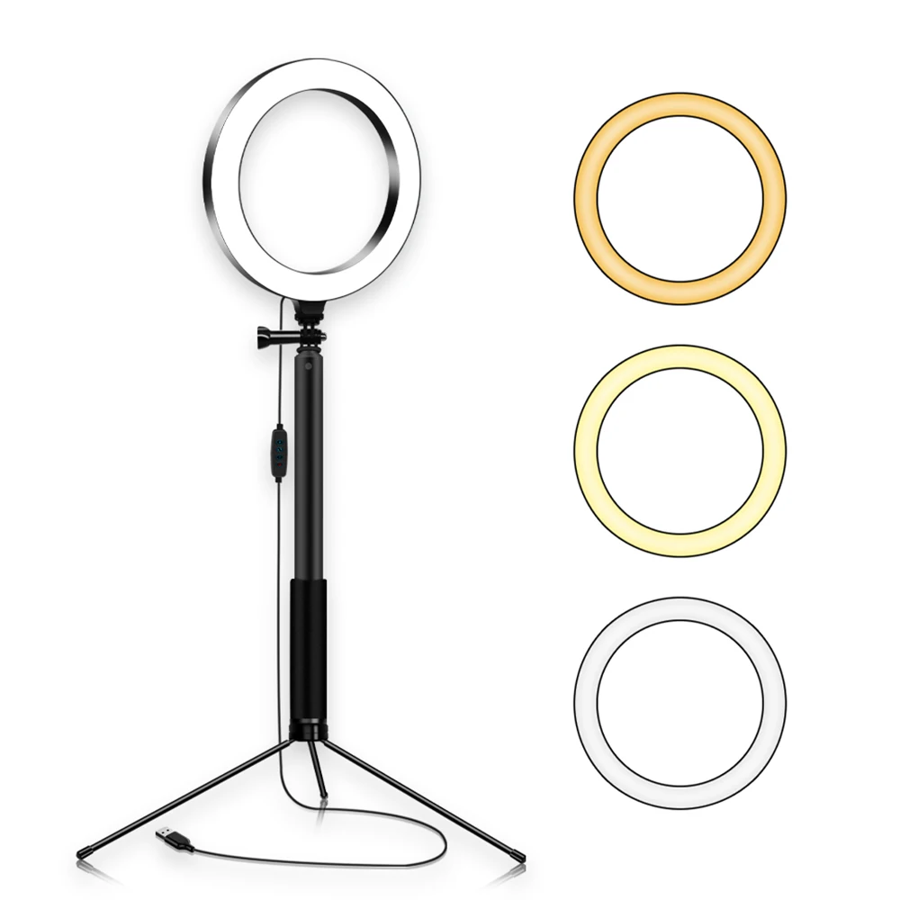 Dimmable светодиодный селфи кольцо свет USB фотография заполняющий свет с дистанционным контрольный штатив подставка держатель телефона макияж свет видео в режиме реального времени