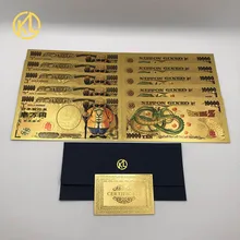 5 шт. или 10 шт./лот, японский dragon ball z Master Roshi 10000 Yen, Золотые пластиковые банкноты для детской классической коллекции памяти