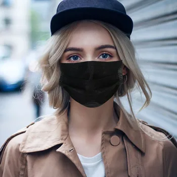 

50PCS Unisex Adults Disposable Masks Breathable Non-woven Fabric Mask Black Earloop Face Mouth Mask Mascarillas Desechables