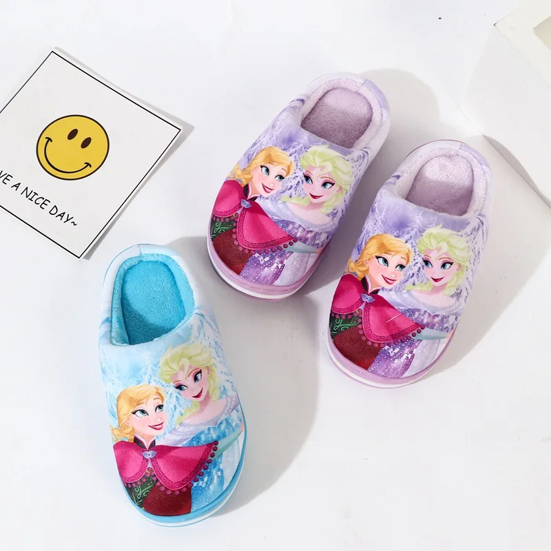 Disney/Обувь для девочек с рисунком из мультфильма «Холодное сердце»; Новинка; зимние Нескользящие тапочки для маленьких студентов; Sophia