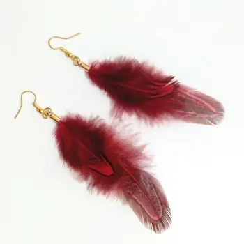 

Nature Pheasant Feather Dangle Hanging Drop Earrings Natural Curve Golden Ear Stud For Women Ladies Girl Elegant Party Holiday