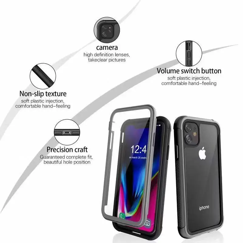 360 Полный сверхмощный защитный чехол против царапин для iPhone 11 на открытом воздухе Броня чехол для iPhone 11 Pro Max ударопрочный чехол Fundas