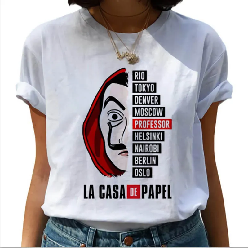 Женская футболка в стиле Харадзюку AOWOF La Casa De Papel забавная 90s модная женская