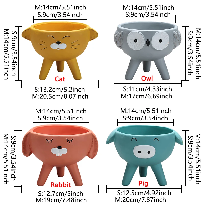 Керамический цветочный горшок с мультяшным животным, сова, кролик, кошка, свинья, керамический горшок для суккулентов, ваза, скульптура животного, украшение для дома и сада