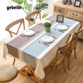 

Yebeile Plaid Decorative Linen Tablecloth With Tassel Waterproof Oilproof Thick Rectangular Wedding Dining Table Cover Tea Table