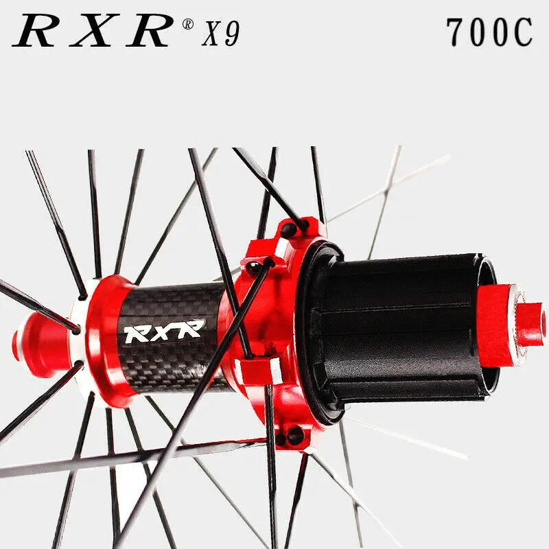 RXR Carbon Wheelset 700c 7s 8s 9s 10s 11 Speed Road Bike Wheel Sets F&R Clincher Rim Bicycle Wheel Clincher V Brake QR 100/130mm