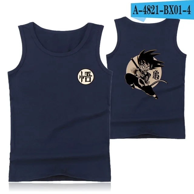 navy blue Dragon Ball/Хлопковые безрукавки, летние безрукавки больших размеров, майка для фитнеса Сон Гоку, мужская майка для бодибилдинга, рубашка без рукавов, брендовая одежда - Цвет: navy blue