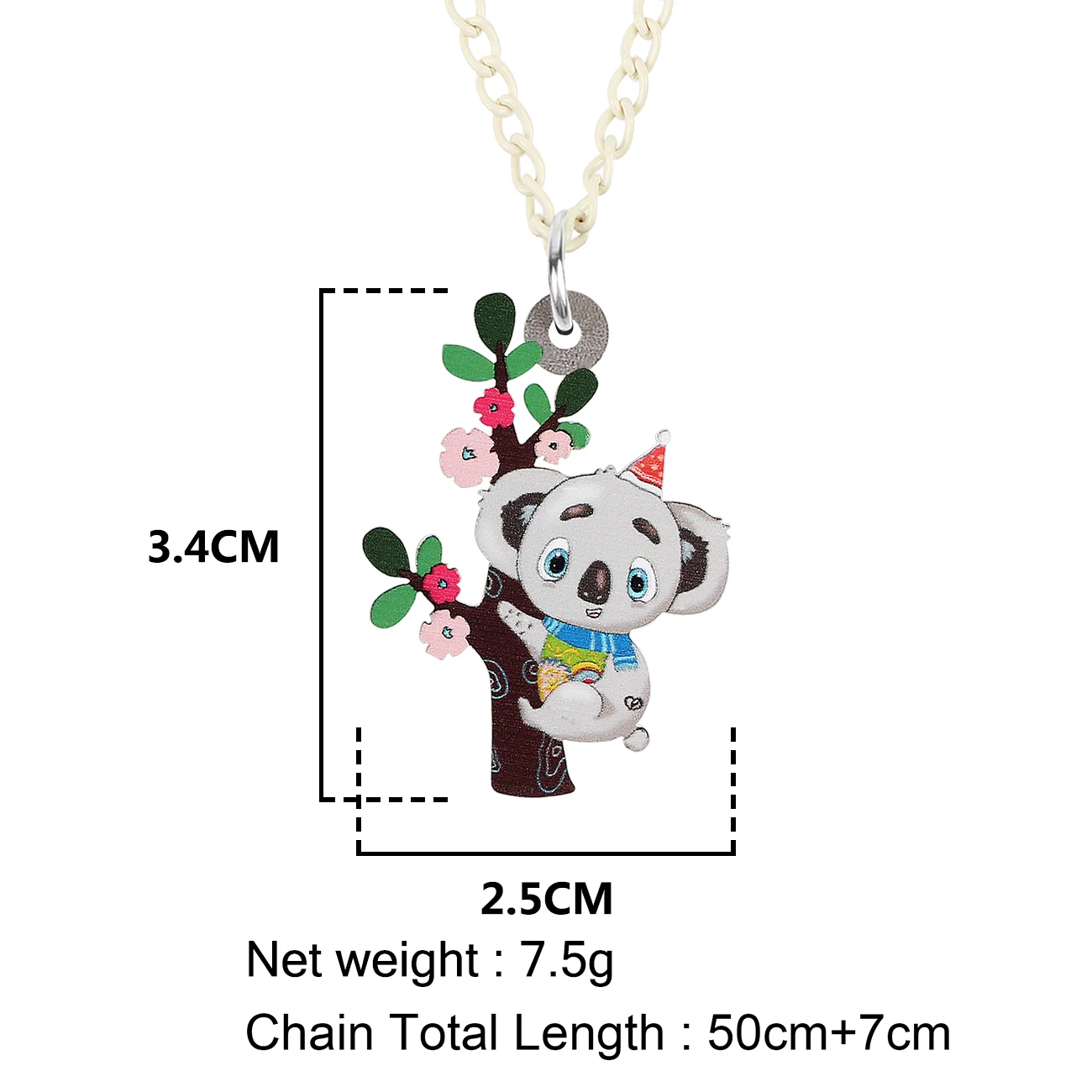 WEVENI acrílico dulce de dibujos animados Espana Koala collar largo colgante de cadena de moda de la joyería las mujeres encantos para chicas regalos|Collares colgantes|