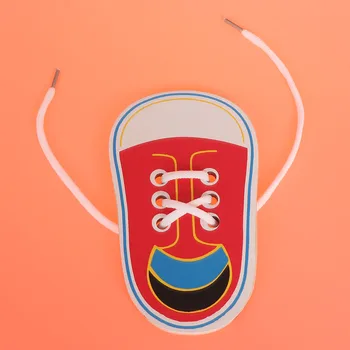 

1 Pcs Tie Shoelaces Toy Practice Learning Toys Children Wooden Shoe Shape Lace Educational Toys Tie Shoelaces Kids Toys Gift