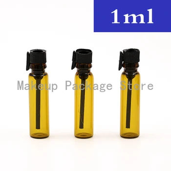 

50/100/300/500pcs 1ml/2ml Mini brown glass Vials Small Sample Test tube empty perfume bottle Refillable jar travel bottle