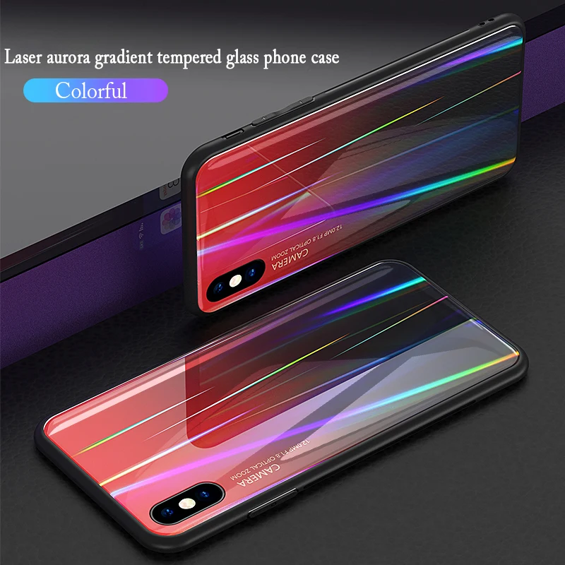 Aurora лазерный градиентный чехол из закаленного стекла для телефона для Xiaomi mi 9 SE 9SE чехол для Red mi Note 8 7 Pro Note8 Note7 противоударный чехол