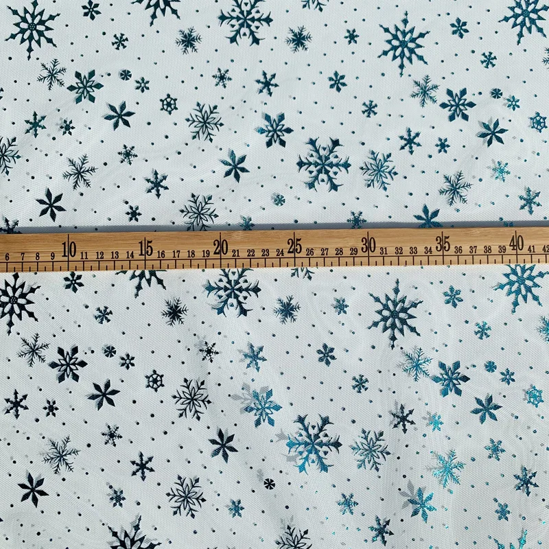 150*100cm Snowflake Tulle Rainbow Silver Snow Star DIY Handmade Fabric for Baby Dress Wedding Birthday Bouquet Supplies