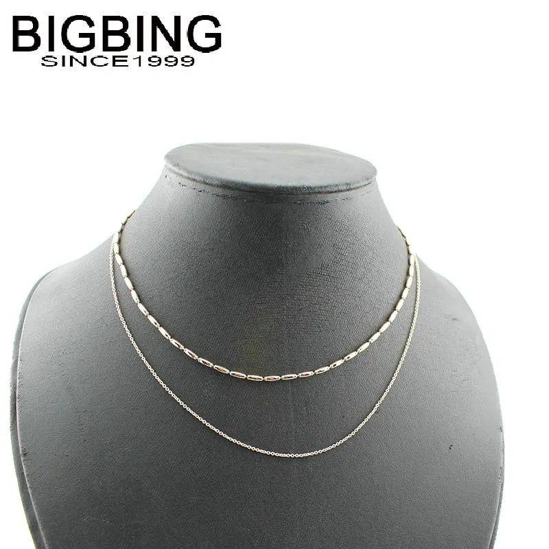 

R091 BIGBING fashion jewelry double pink golden chain choker necklace chain necklace women necklace wholesale jewelry